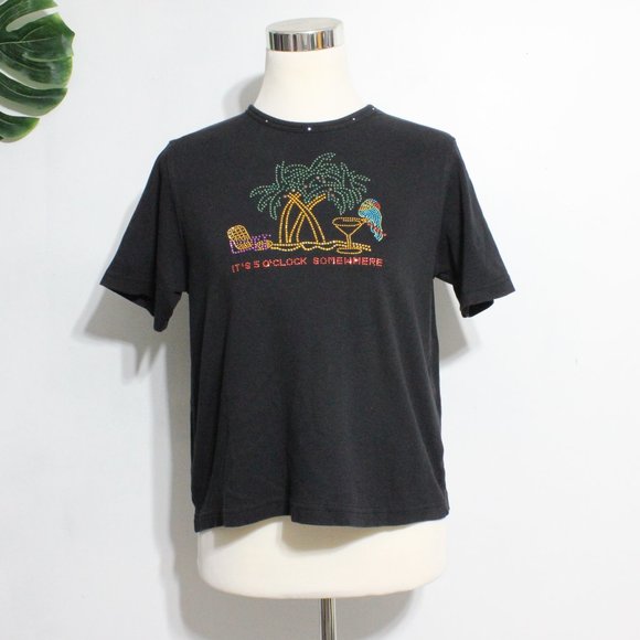 Las O Las Black Graphic tee tShirt Vintage Med